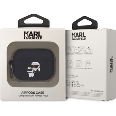 Karl Lagerfeld Choupette and Karl Silicone Case Black (Apple AirPods Pro 2)